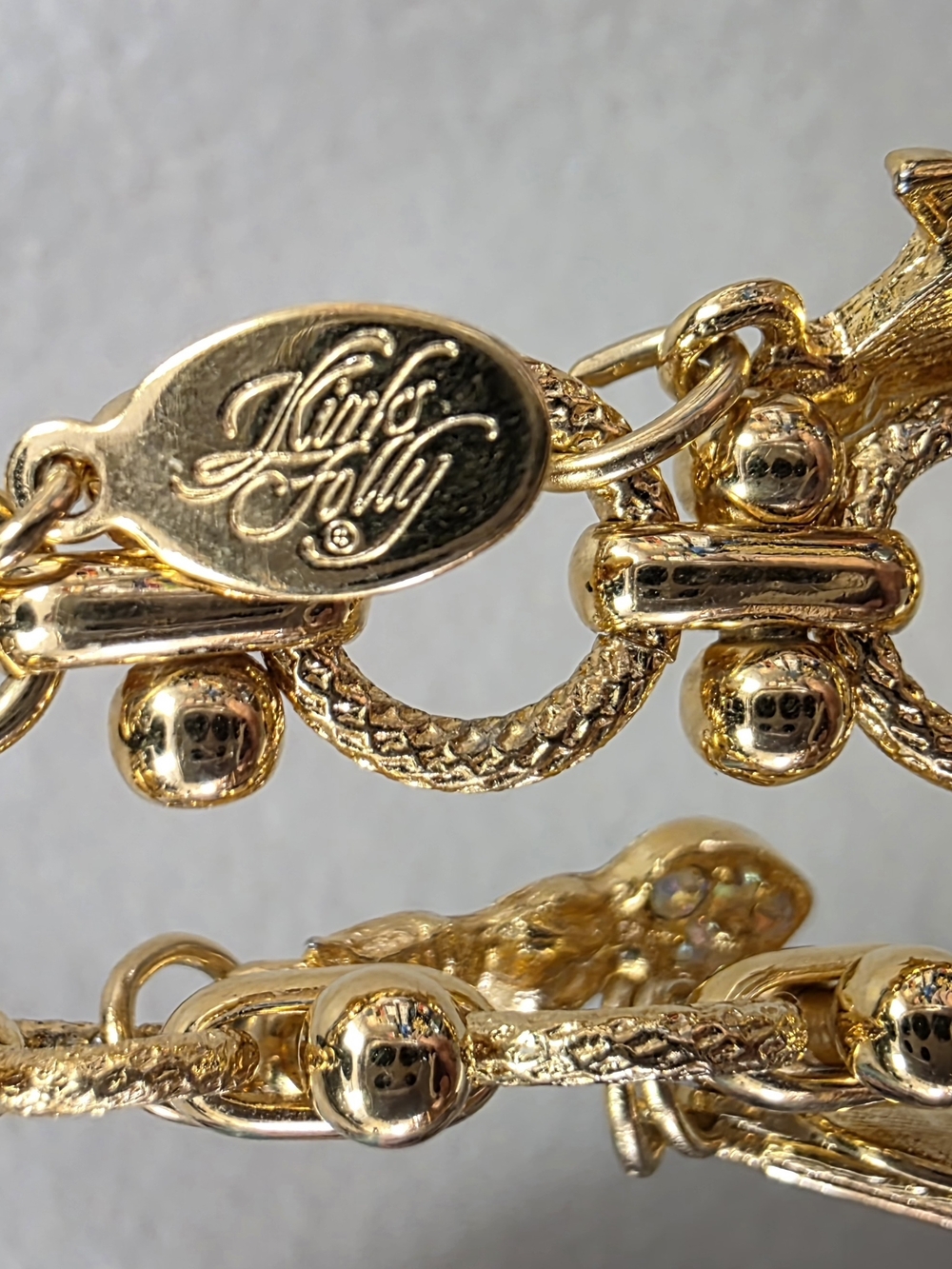 Vintage Kirks Folly Gold-Tone Whimsical Cat Lady Charm Bracelet - Picture 13 of 13